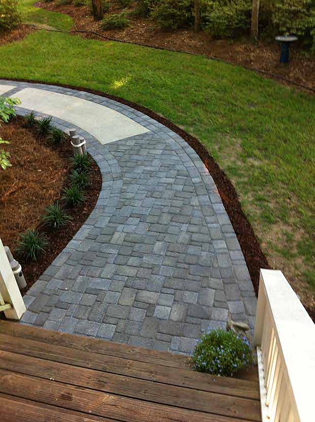 Concrete Walkway Transformed With Beautiful Cobble-Stone Pavers