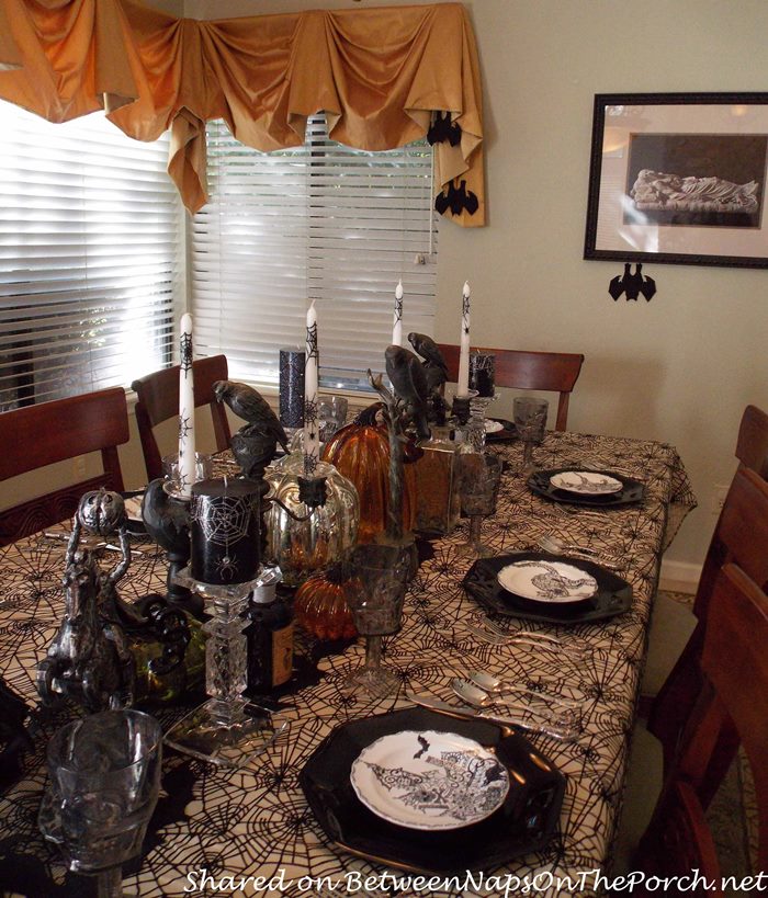 Halloween Table Setting with Crows