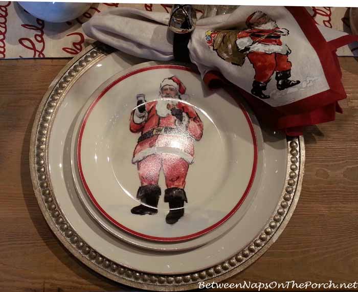 Pottery Barn Painted Santa Plates