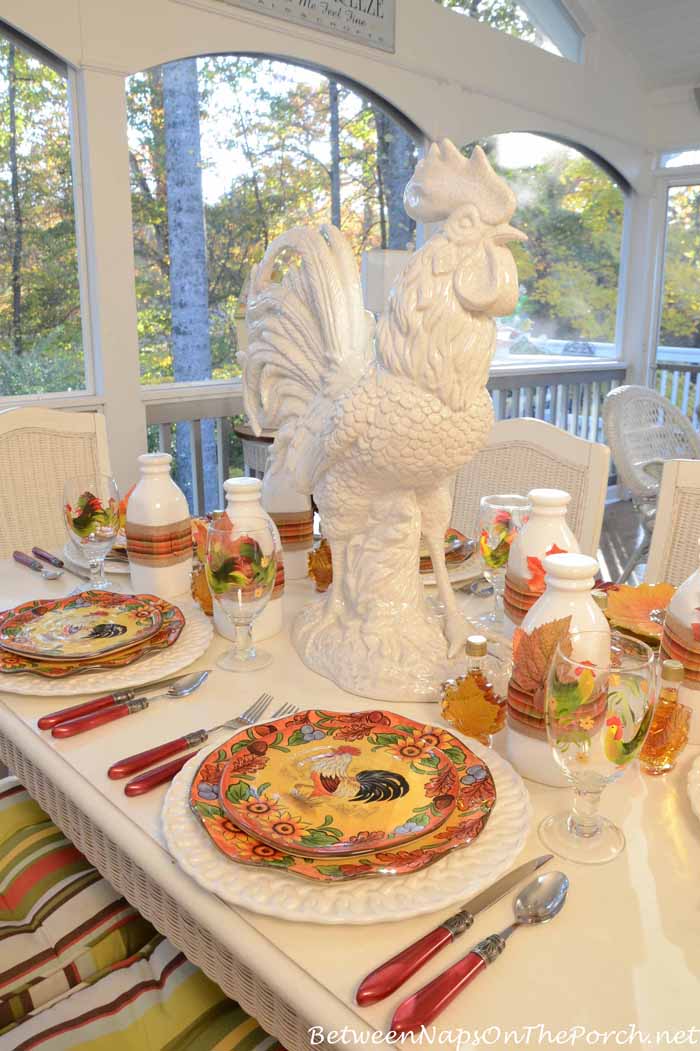 Breakfast Table Setting On The Porch