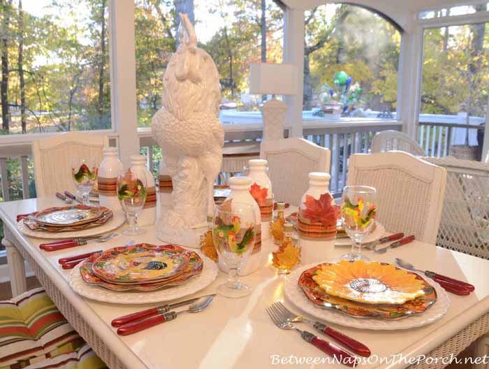 Pancake Breakfast Table Setting, Autumn on the Porch