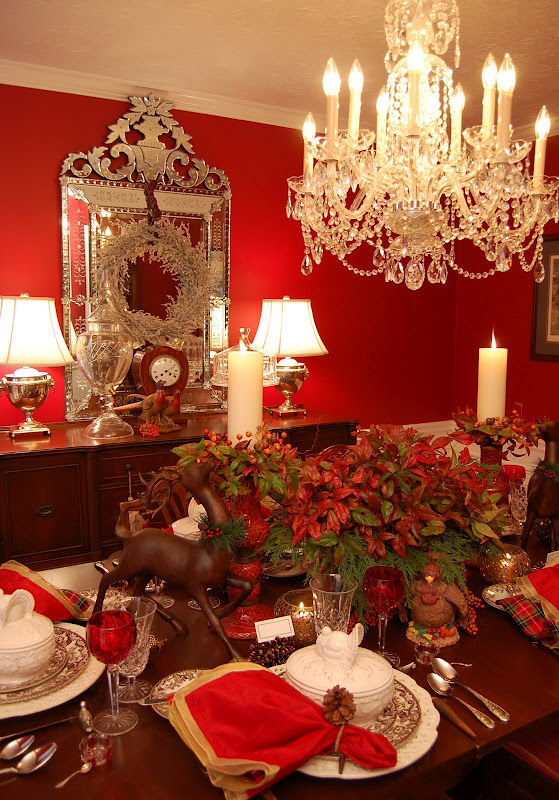 Thanksgiving Table Setting with Turkey Tureens