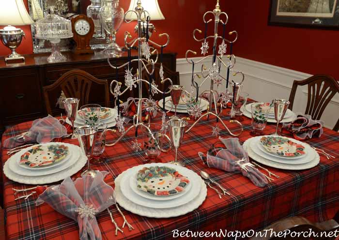 Winter Holiday Tablescape With Cher Blanc China