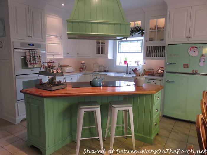 Kitchen Renovation with Big Chill Refrigerator in Jadite Green