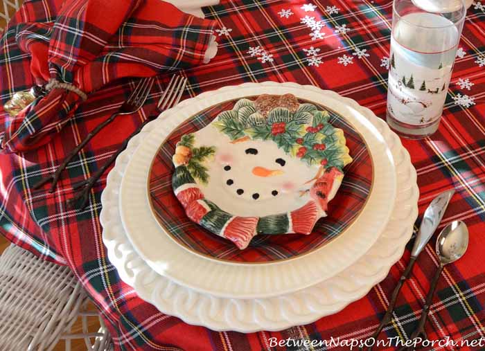 Paper Plate Snowman Table Setting for Winter Themed Party