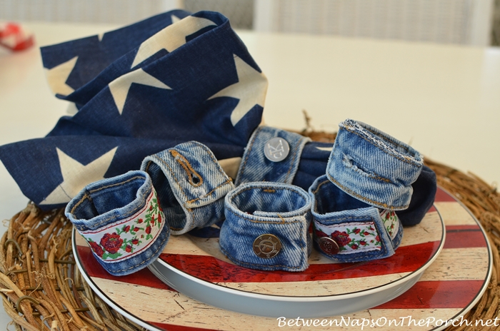 Denim Napkin Rings Made From Old Jeans
