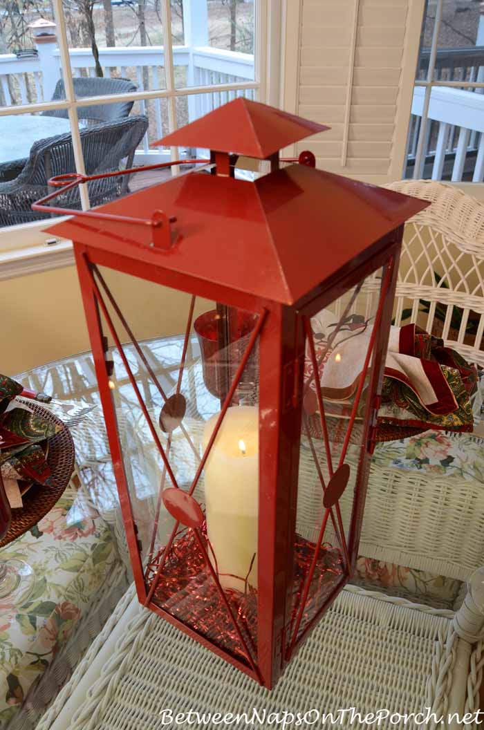 Red Lantern for Valentine's Day Centerpiece Table Setting