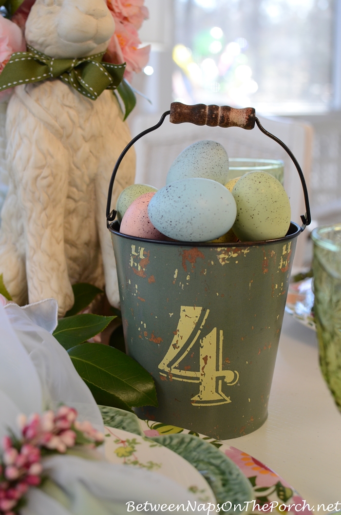 Easter Spring Tablescape with Bunny Centerpiece