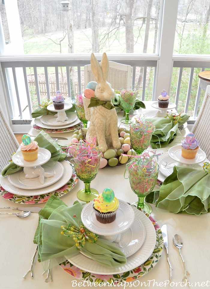 A Spring Table Setting with the Easter Bunny