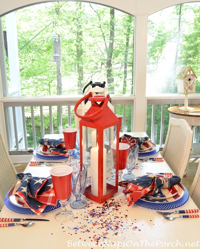 Table Setting in Red, White and Blue
