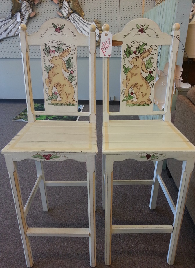 Hand Painted Bunny Bar Stools