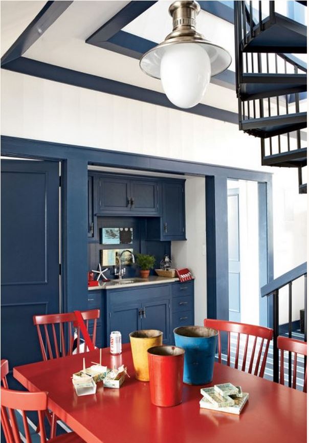 Nautical Beach House Design in Red, White and Blue