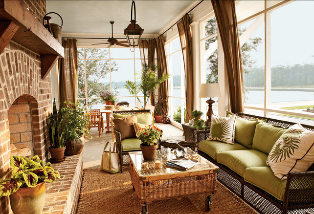 Screened Porch With Fireplace, Captain's Watch Home, River Dunes