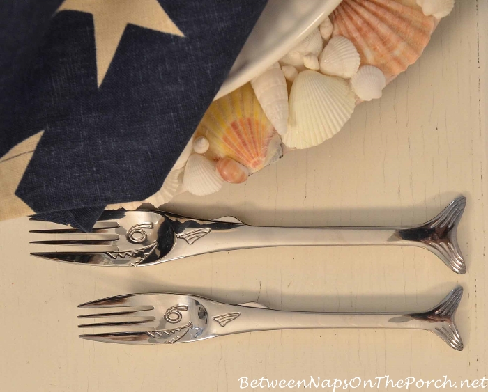 Nautical Tablescape with Shell Chargers and Fish Flatware – Between Naps on  the Porch