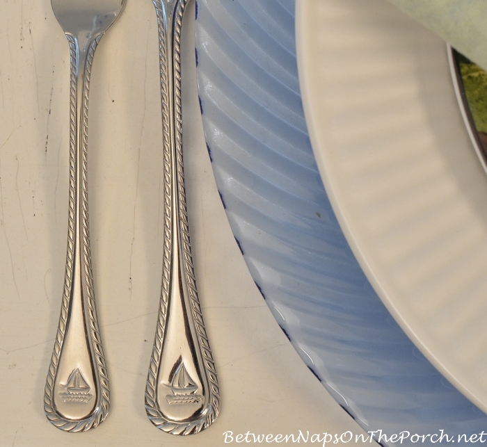 Nautical Flatware With Sailboats and Rope Edging