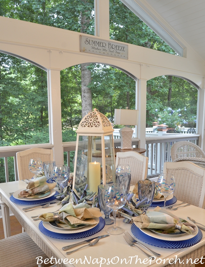 Nautical Table Setting with Sailboat Plates and Sailboat Flatware