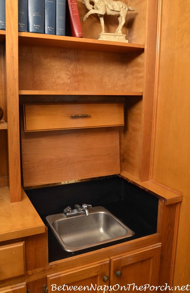 Sink Built Into Cabinets for a Home Bar