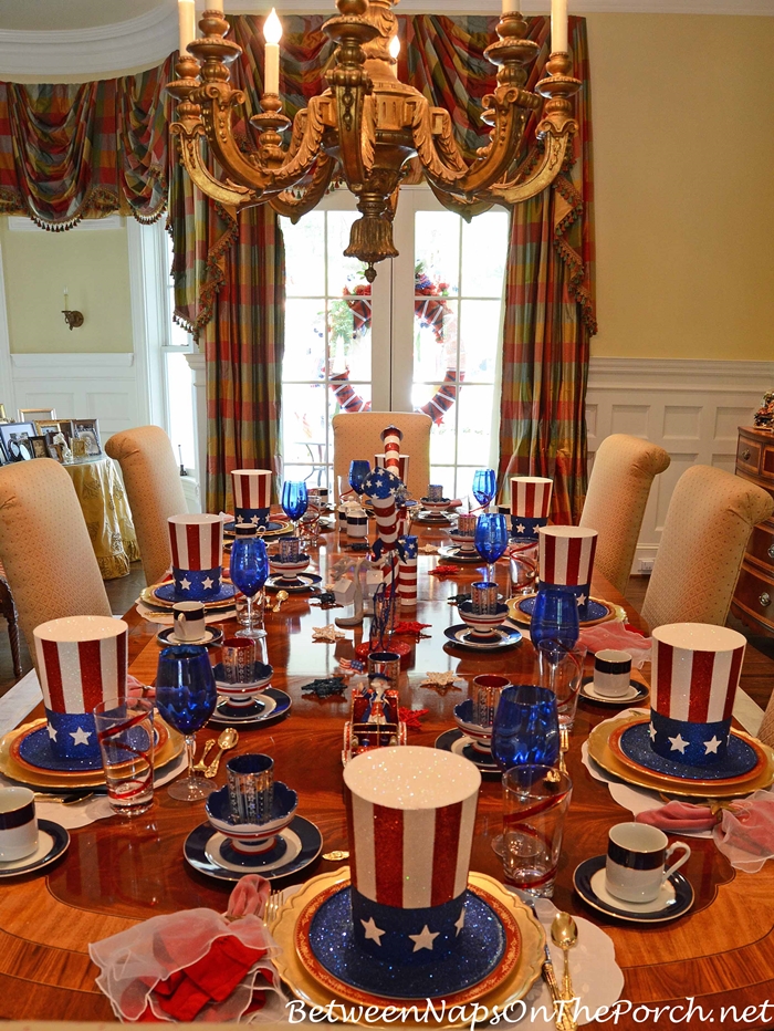 4th of July Tablescape with Uncle Sam Hats