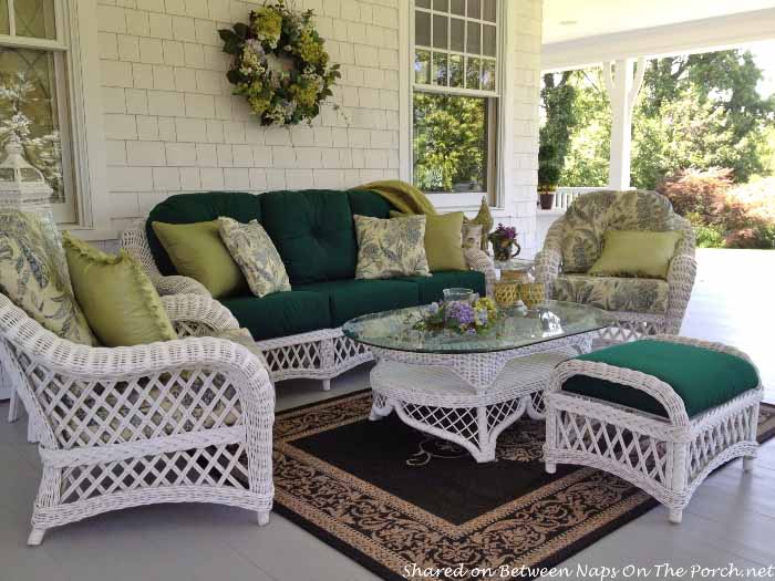 Victorian Porch, White Wicker Furniture