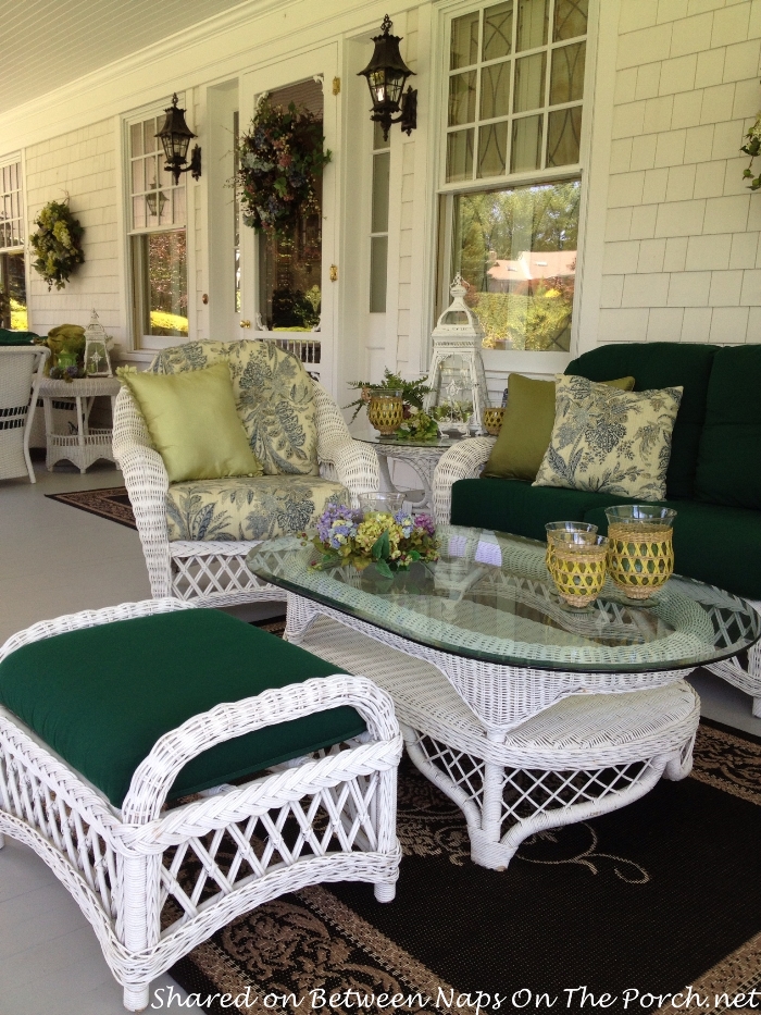 White Wicker Furniture, Victorian Porch