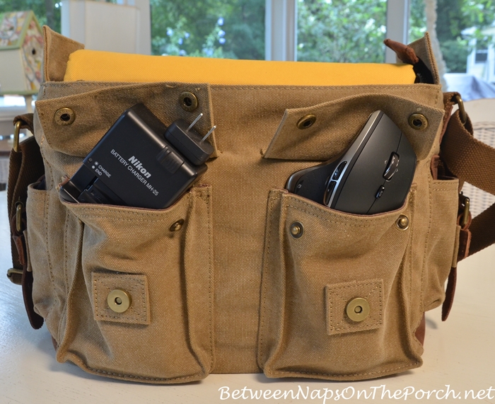 Canvas & Leather Camera Laptop Bag with Pockets