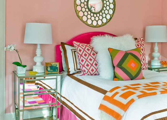 Pink, Orange and Green Bedroom