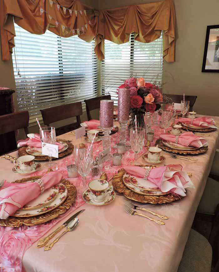 Pink and gold baby shower 2024 table decorations