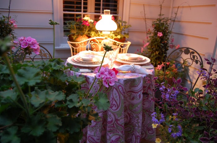 Outdoor table setting for two