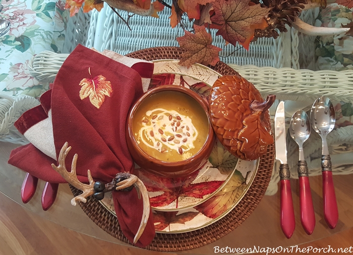 Fall Table Setting with Pier 1 Ashevile Dishware Acorn Soup Tureens