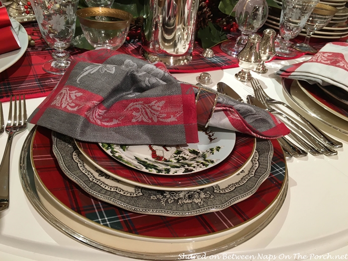 Tartan Chargers for Christmas Tablescape