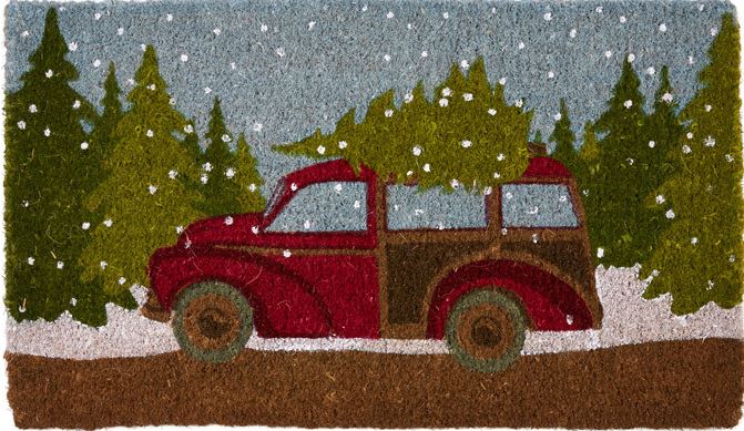 Holiday Christmas Woody Door Mat