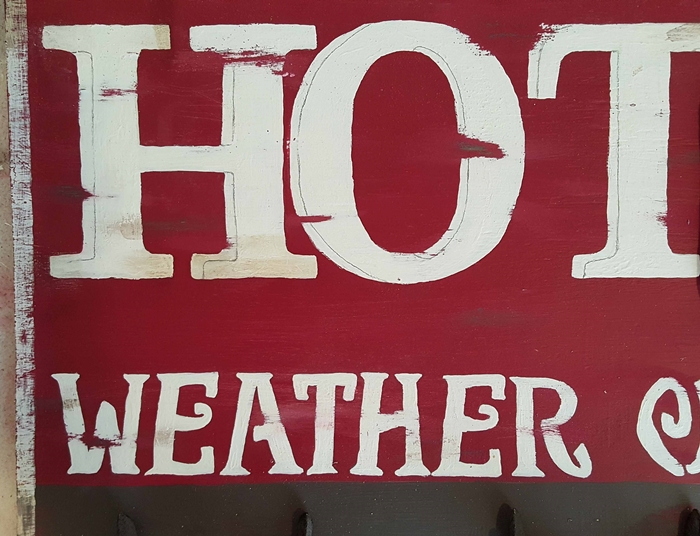 Testing Dark Brown Distressing Stain for Hot Cocoa Sign