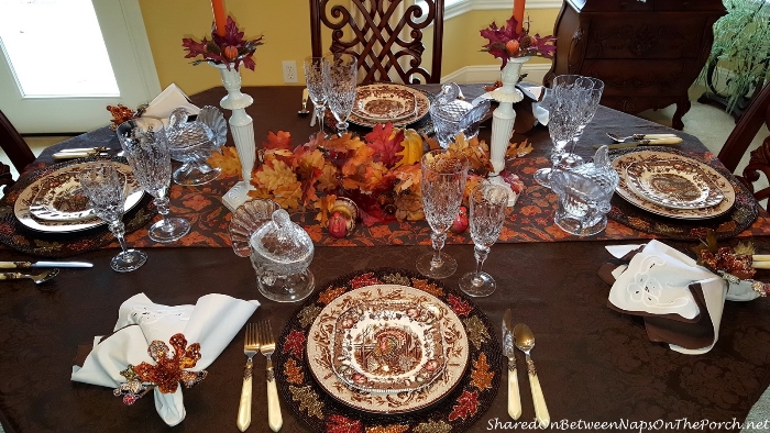 Thanksgiving Table Setting With Johnson Brothers His Majesty & Williams Sonoma Plymouth Oak by Wedgwood