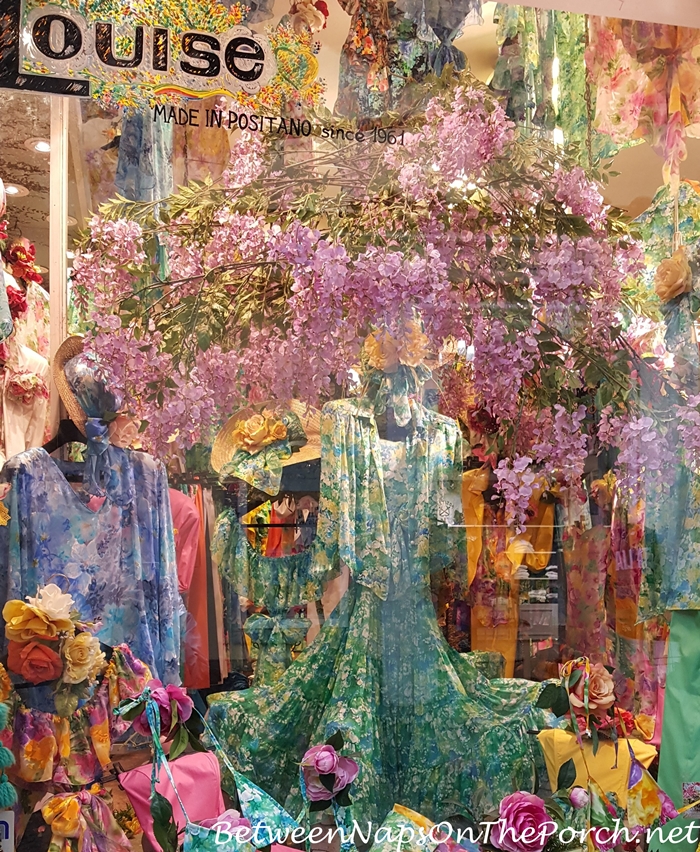 Floral Dresses in Shop Window in Positano