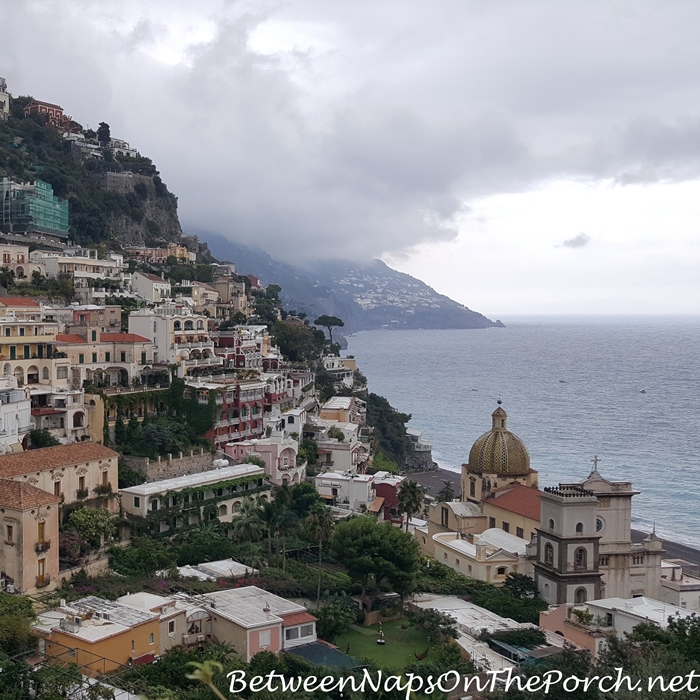 Positano, Italy Overlooking Chiesa di Santa Maria Assunta Church and the Amalfi Coast