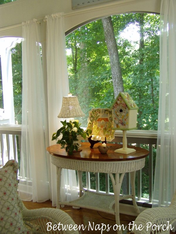 Screened Porch With Sheer Curtains