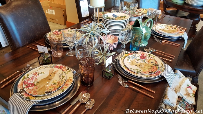 Spring Table with Pottery Barn Floral Bunny Dishware