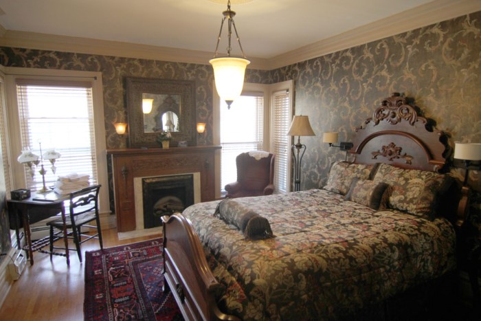 Elegant Bedroom with Fireplace, Victorian Home