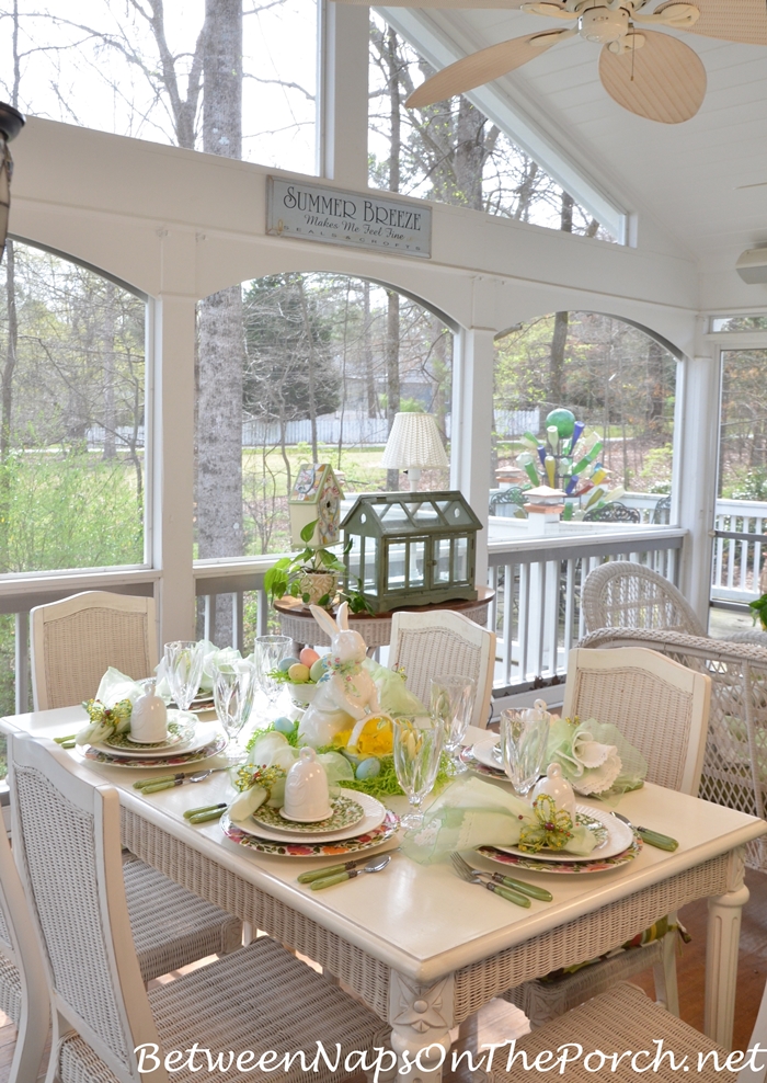 Spring Table Setting on the Porch