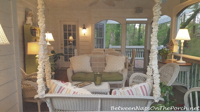 Screened Porch with Wicker Swing