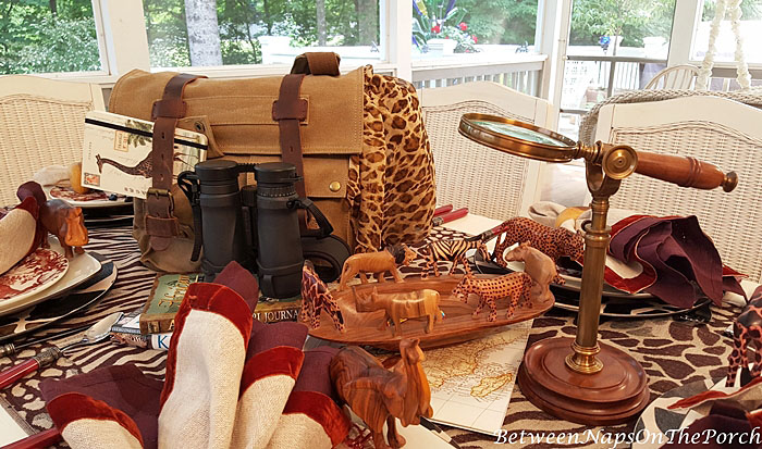 African Safari Table Setting with Safari Themed Centerpiece