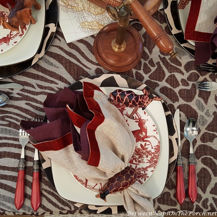 African Style Scarf Wrap in Safari Themed Table Setting