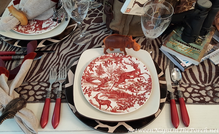 Alpine Toile Salad Plates in a Safari Table Setting