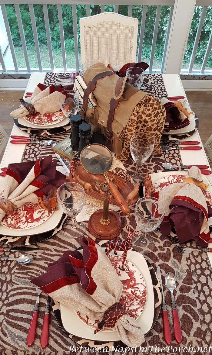 Safari Table Setting with Noritake Colorwave and Alpine Toile Dinnerware