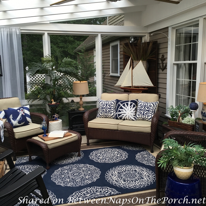 Blue & White Medallion Rug for the Porch