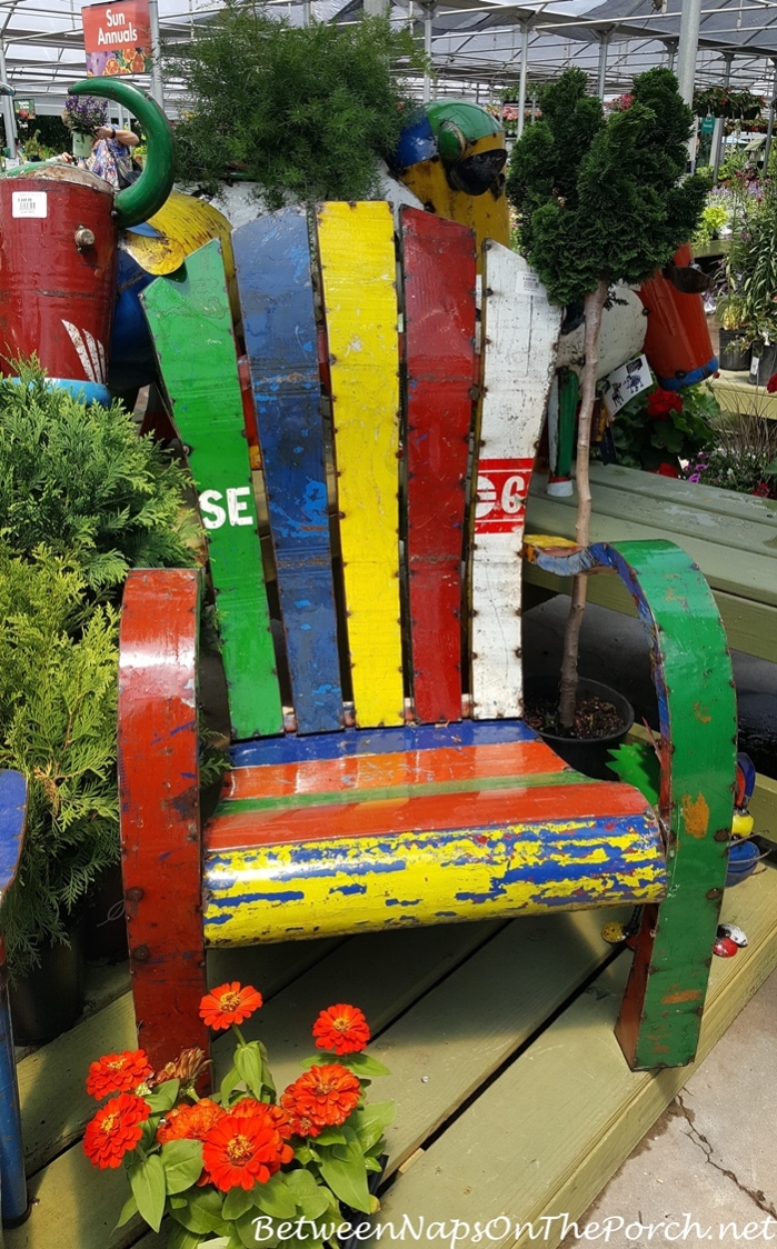 Colorful Rustic Metal Adirondack Chair