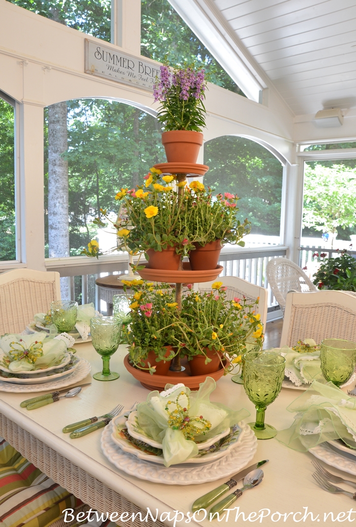 Make a Tiered Terra Cotta Centerpiece for a Garden Party