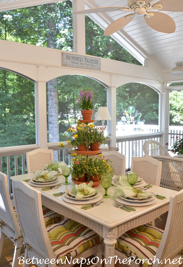 Create a tiered plant stand from old dishes.