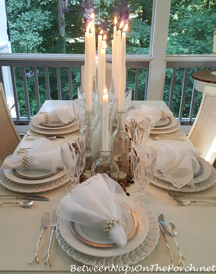 Candlelight Tablescape on the Porch