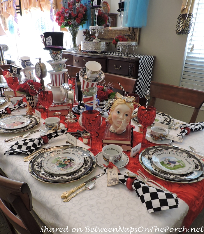 A Whimsical Alice in Wonderland Table Setting Featuring Singing-Talking  Flowers from the Garden – Between Naps on the Porch